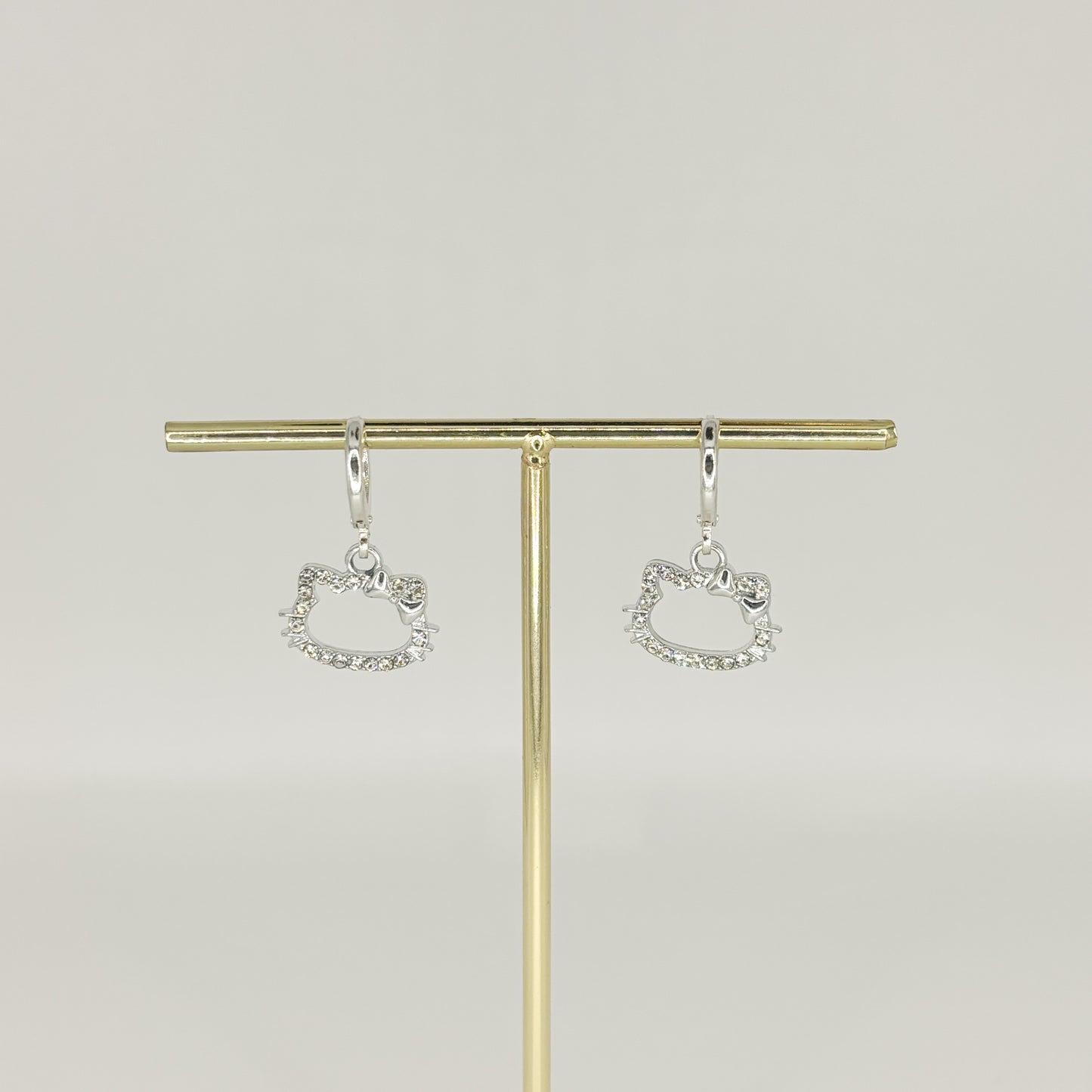 silver kitty earrings