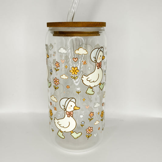 garden geese glass cup