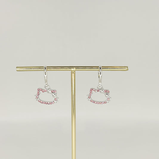 pink kitty earrings