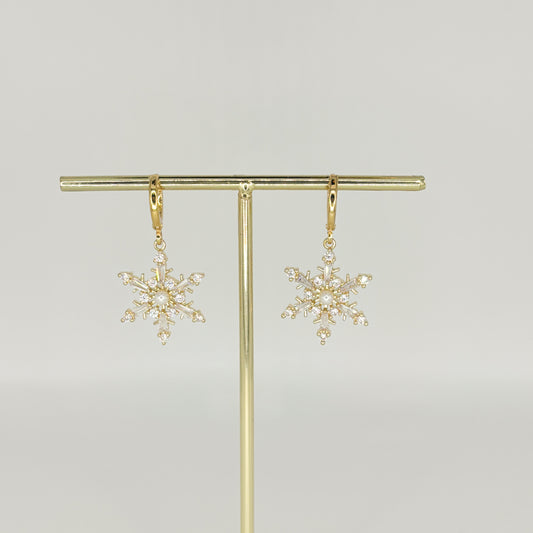 gold snowflake earrings