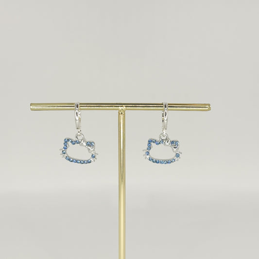 blue kitty earrings