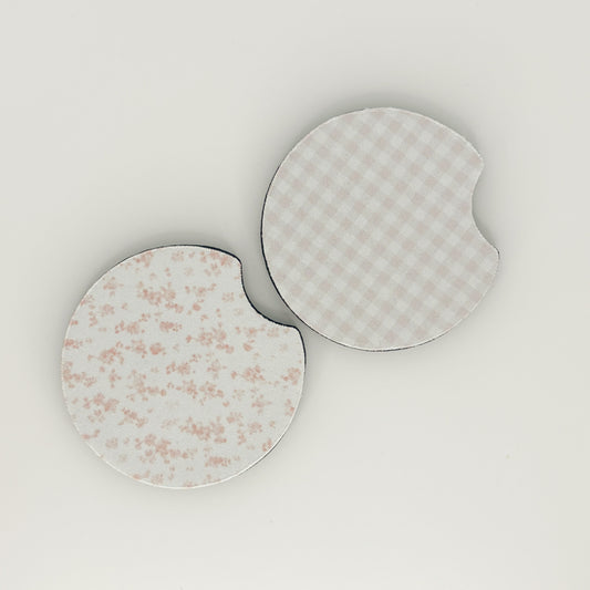 pastel flowers car coasters set