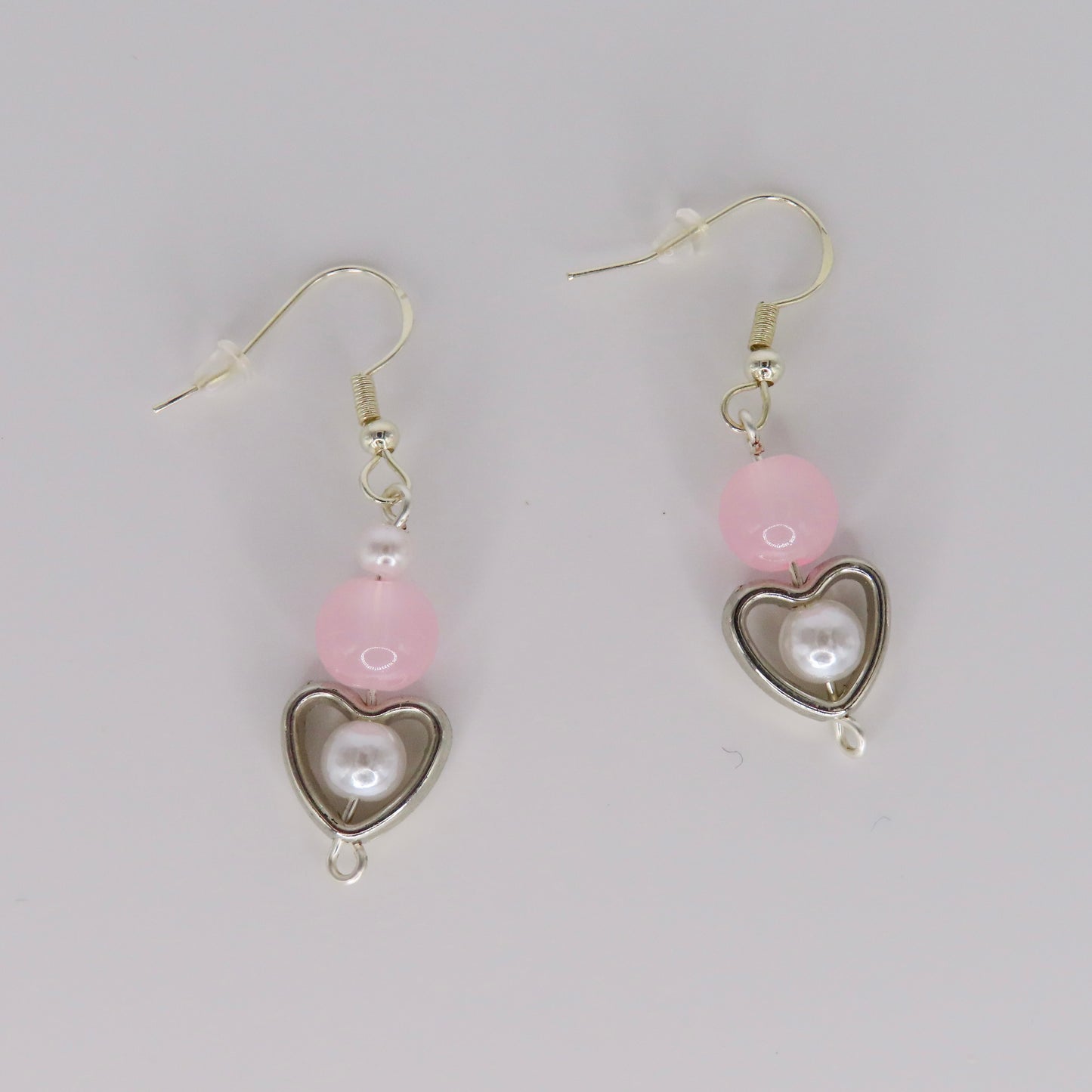 pearl heart drop earrings