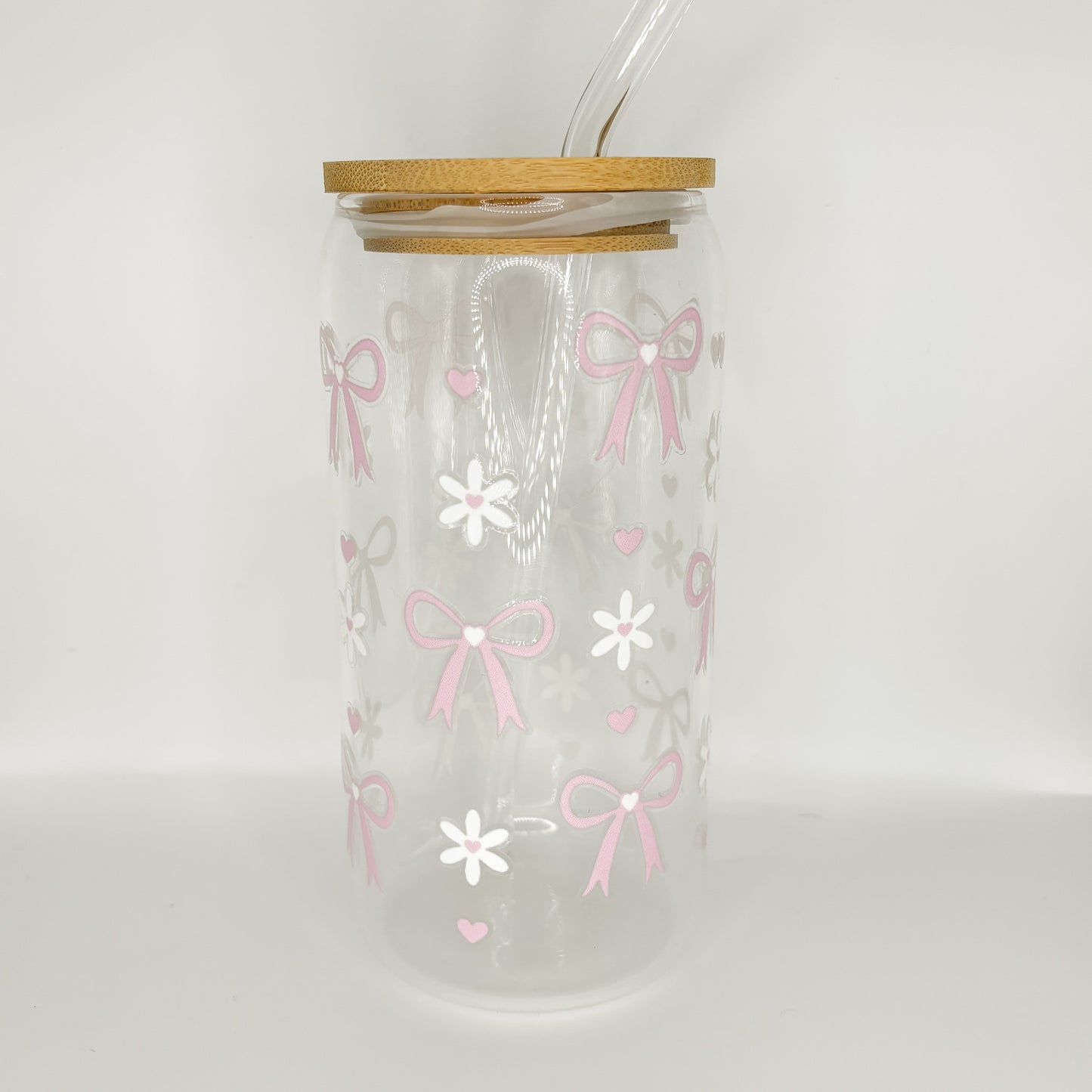 pink bows glass cup