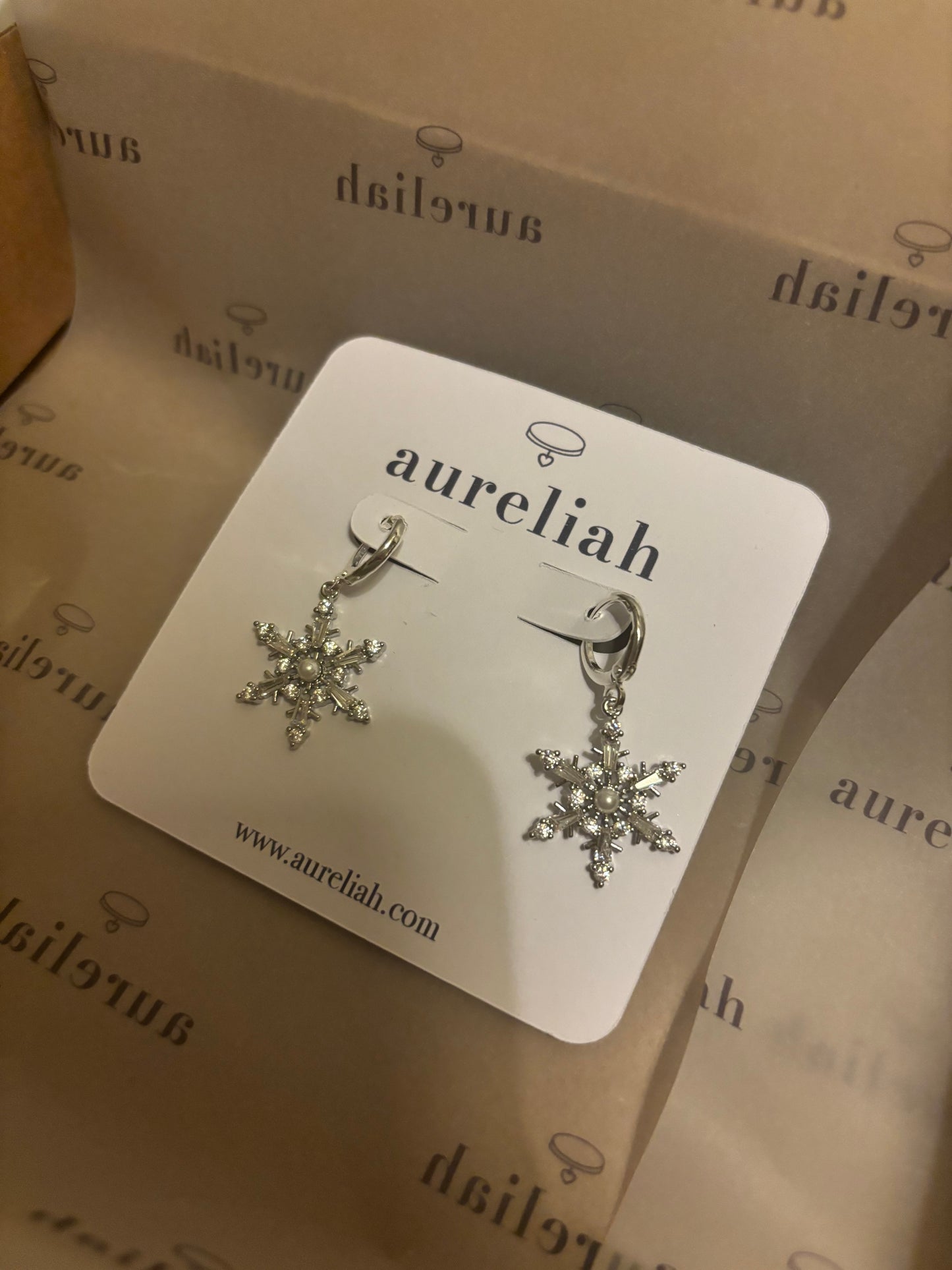 snowflake silver earrings