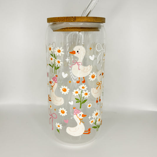 daisy goose glass cup