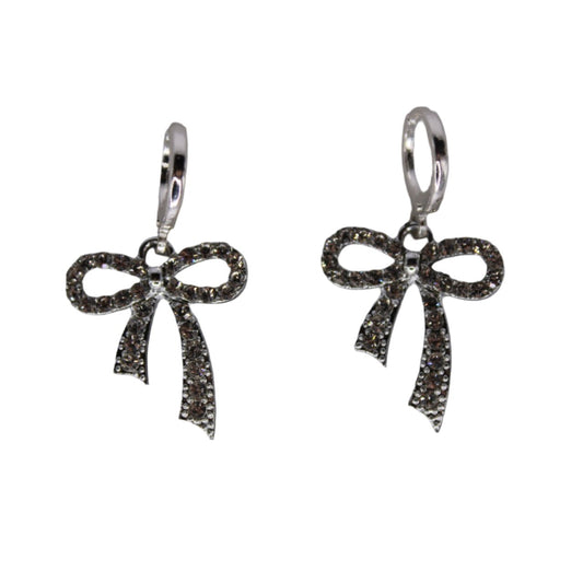 silver glimmer bow earrings