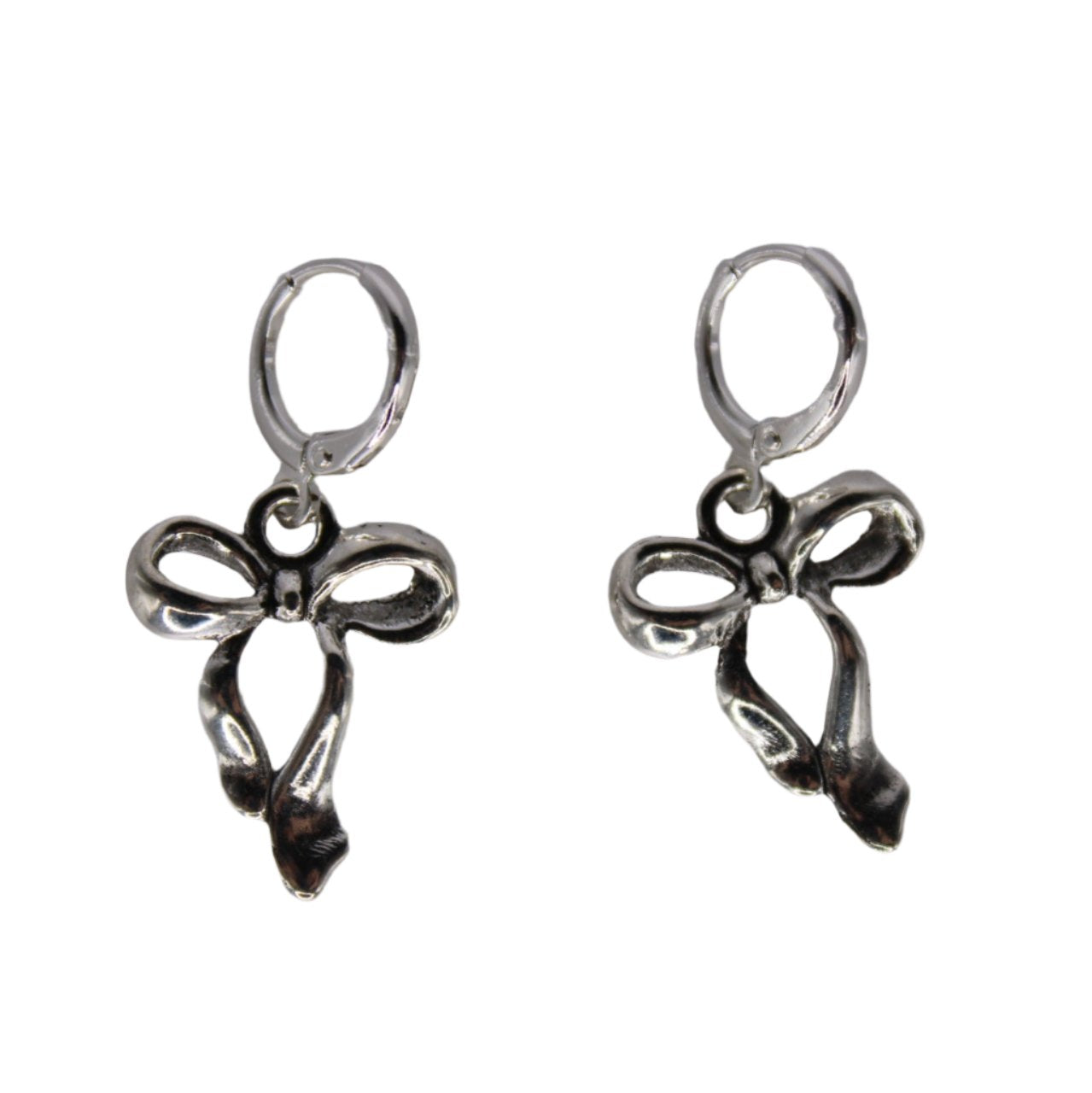 silver glow bow earrings