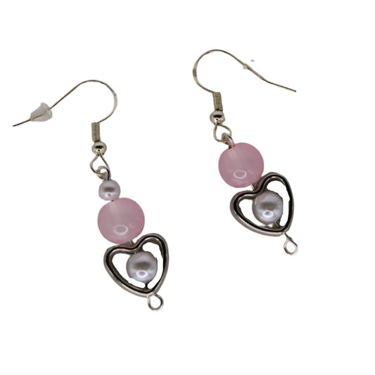 pearl heart drop earrings